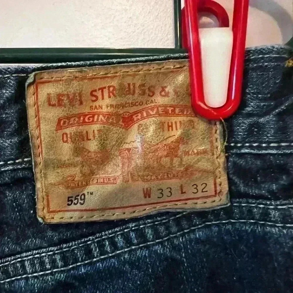 LEVI LEVIS 559 RELAXED STRAIGHT MEN'S JEANS SIZE 33 X 32 RED BLANK TAB - Picture 5 of 6